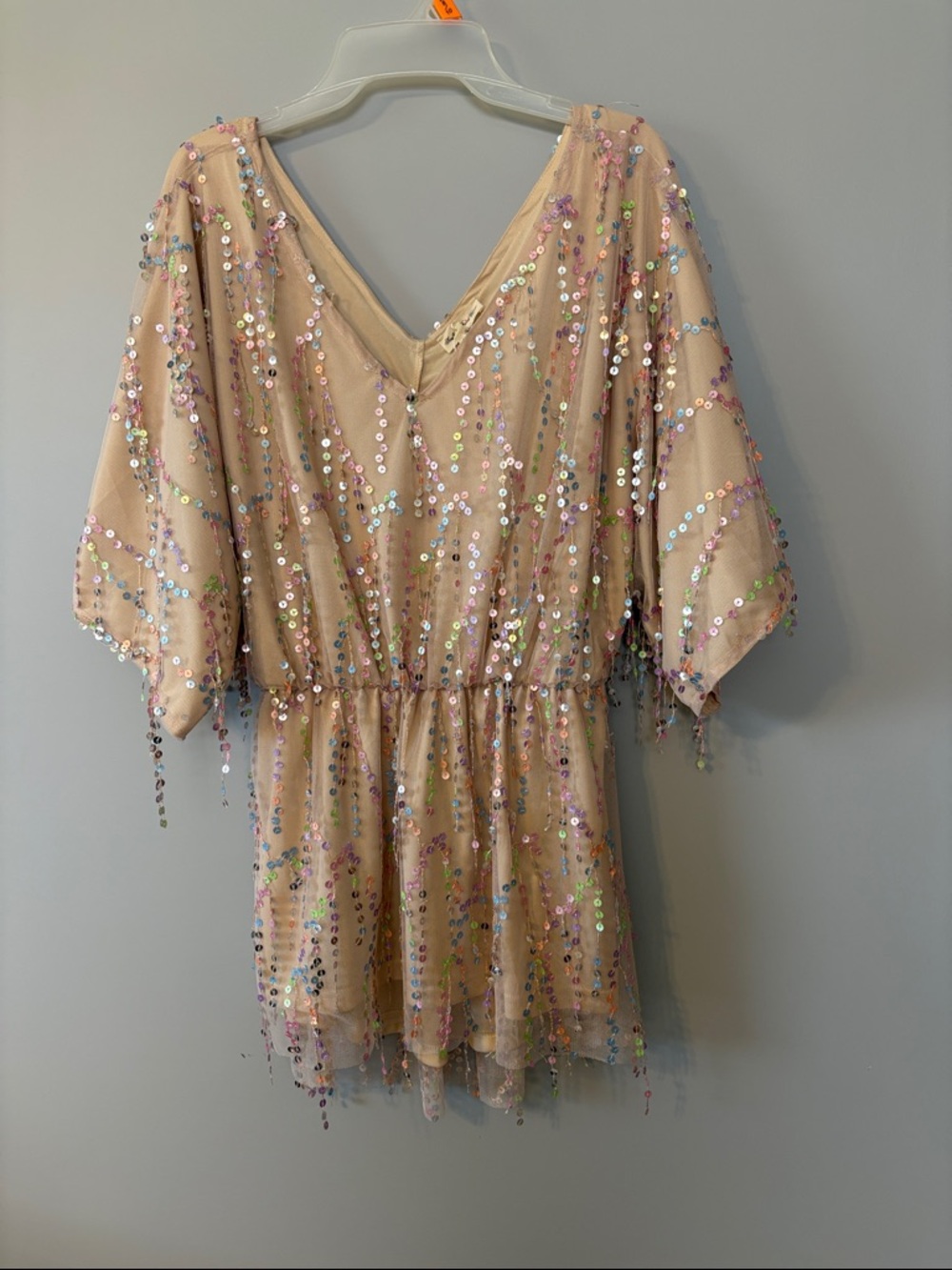 Sequin Embellished V-Neck Women’s Top - Blush